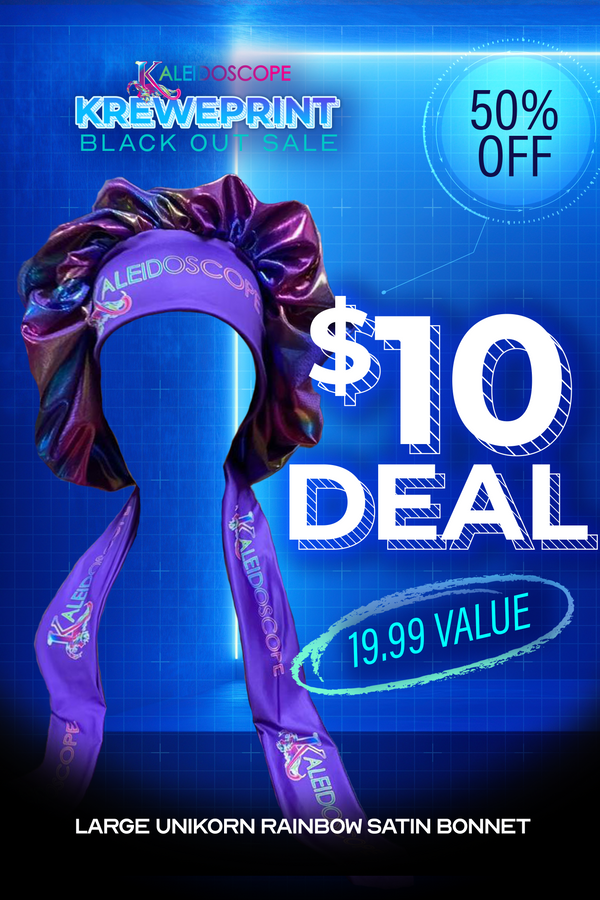 $10 Deal - Large Unikorn Rainbow Satin Bonnet - BF25