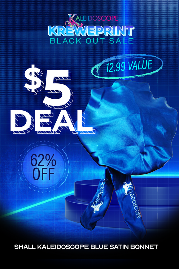 $5 Deal - Small Kaleidoscope Blue Satin Bonnet - BF25