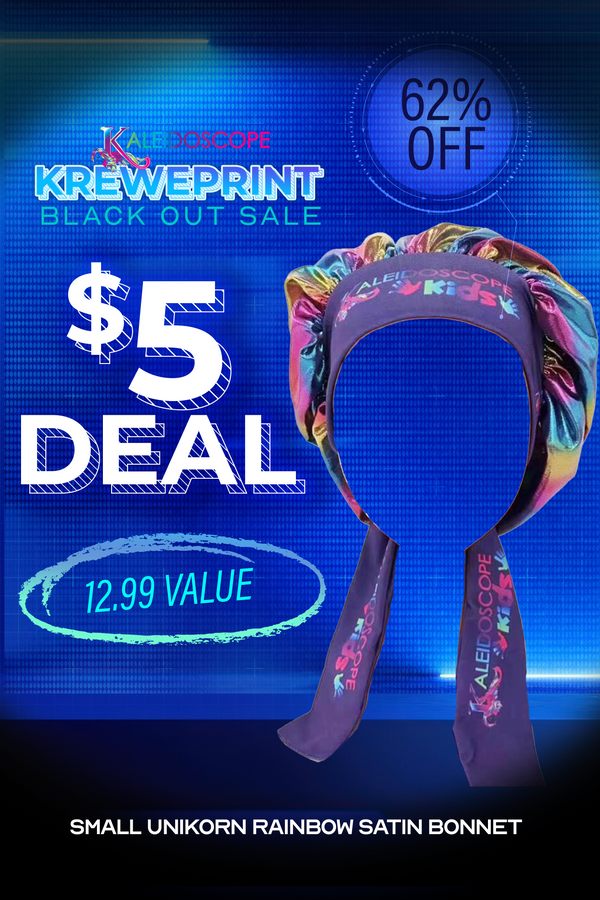 $5 Deal - Small Unikorn Rainbow Satin Bonnet - BF25