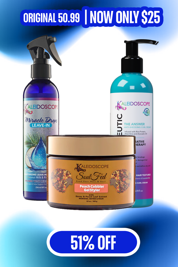 $25 Bundle - Miracle Drops Leave-In, SoulFed Peach Styler Gel + Therapeutic The Answer - BDAY