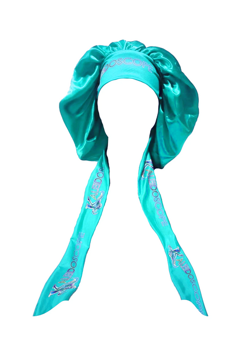 Teal Kaleidoscope Satin Bonnet