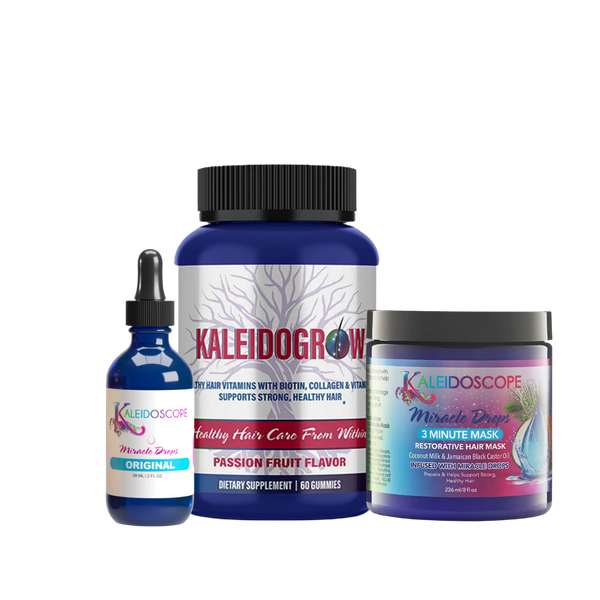 Rooted in Growth Trio | Miracle Drops, KaleidoGrow Vitamins & 3-Minute Mask