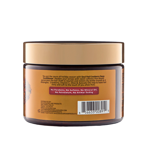 SoulFed Cranberry Deep Conditioner Back Photo with Ingredients List and Barcode