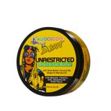Da Brat Unrestricted Braid & Loc Butter, black & yellow Jar with Kaleidoscope x Da Brat Logo & Illustration of Da Brat on Front